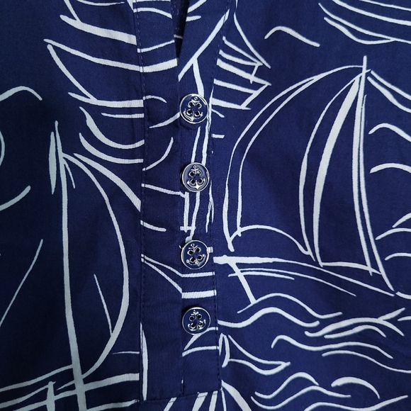 TALBOTS Women's Sailboat Print Long Sleeve Pullover Top XS - Picture 3 of 13